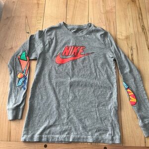 Nike Gray Long Sleeve Shirt with Colorful Sleeves